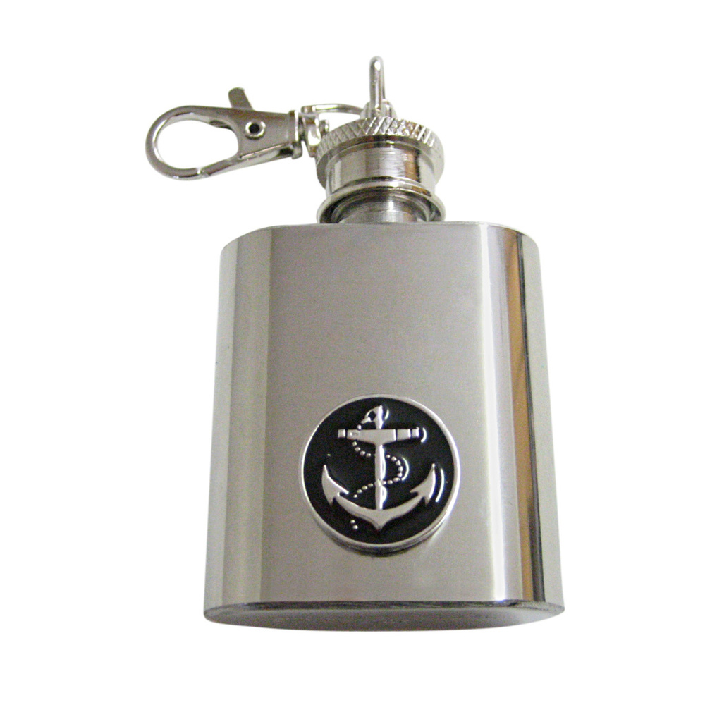 Black Nautical Anchor Keychain Flask - image 1